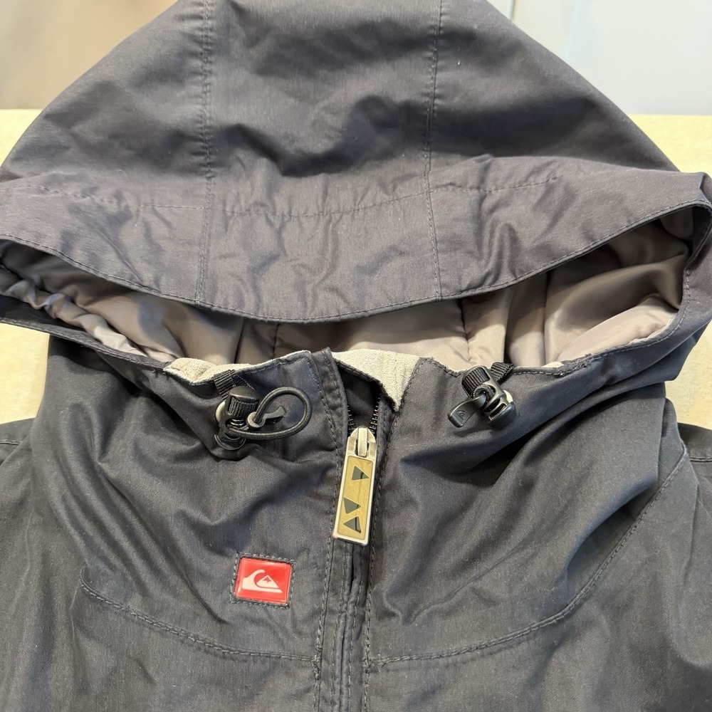 Quiksilver 5000 Snowboard Ski Jacket Mens Large Black Hooded Zip Coat Y2K - Picture 3 of 13